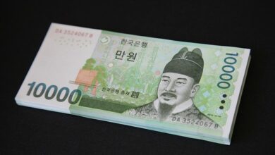 묶음으로 쌓인 만 원권 지폐. 기준금리 인상 자료사진
