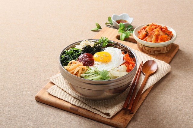 비빔밥과 김치 한식 상차림, K-푸드 인도 수출 자료사진